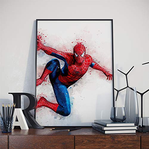 Póster de acuarela de Marvel DC superhéroe Iron Man Hulk SpiderMan Batman lienzo pintura no marco, A1, 20 x 30 cm