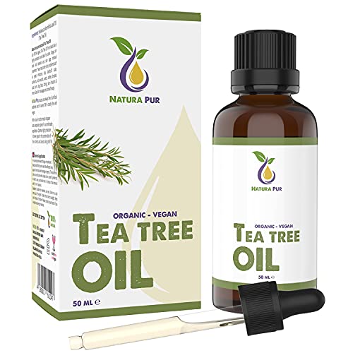 Aceite de Árbol de Té ORGÁNICO 50ml con pipeta - 100% puro, vegano - Tea Tree Oil BIO - Aceite esencial individual