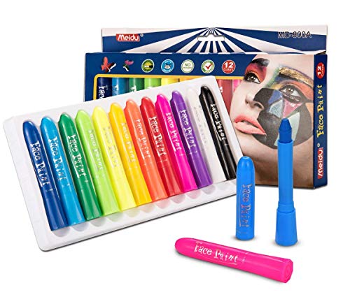 EN-71 Certified 12 Cols Face Crayones, Kits de Pintura para la Cara, Pintura Corporal, Pintura Facial para niños, Pintura Lavable para la Cara, Maquillaje para niños, Pintura Corporal no tóxica