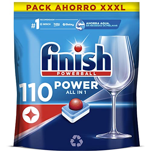 Finish Powerball Power All in 1 Pastillas para el lavavajillas todo en 1 - Pack ahorro 110 pastillas