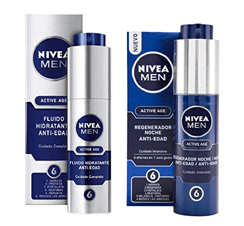 NIVEA MEN Active Age Crema Hidratante de Noche Antiarrugas + Active Age Crema Hidratante de Día Antiarrugas