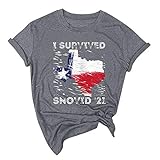 Camiseta para mujer Apocalypse Snovid Texas I Men's Strong Snow 2021 Camiseta Survived Mujer Blusa de béisbol Camiseta de mujer, gris, M