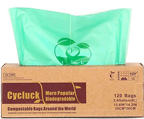 Cycluck 120 Bolsas 6L Bolsa de Basura ecológica 100% Biodegradable y Compostable con EN 13432 (6L)