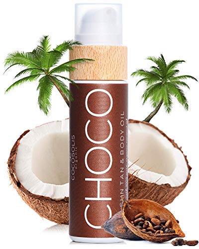 COCOSOLIS Choco - Acelerador de Bronceado con Vitamina E, Loción Bio Oil para un bronceado natural – Bronceadores Solares choco - Seis aceites naturales para una piel radiante - 110 ML.