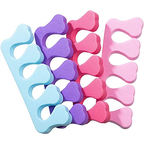 Juvale Separadores de dedos – Paquete de 100 almohadillas de espuma suave y espaciador perfecto para esmalte de uñas, pedicura, alivio de juanetes y dedos de martillo (4 colores)