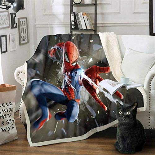 CXYY Spiderman de franela supersuave, manta de sofá, manta polar juego de cama 3D impresión para casa infantil (altura 150 x 200 cm)
