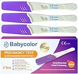 Babycolor Test de Embarazo Ultrasensible, 3 Pruebas de Embarazo alta Sensibilidad 25 mIU/ml, HCG Test 99% de precisión