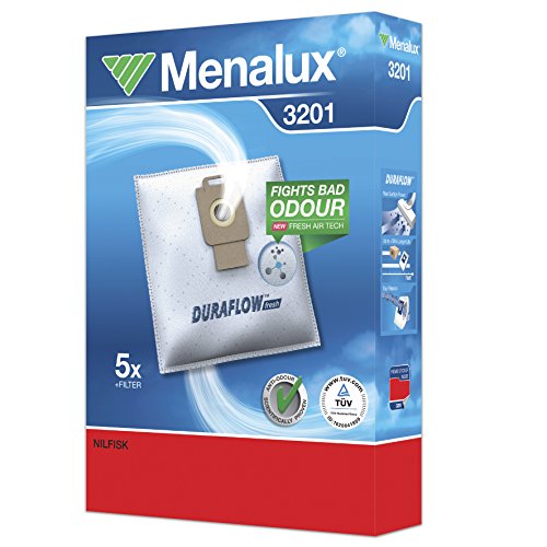 Menalux 3201 - Pack de 5 bolsas sintéticas y 1 filtro para aspiradoras Nilfisk Elite, Extreme, Power, Power Allergy y Select