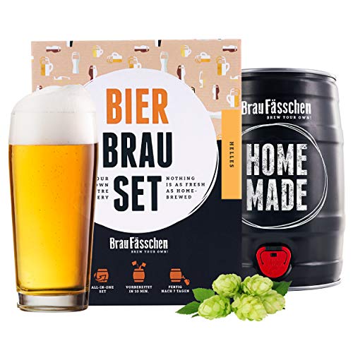 Kit para elaborar Cerveza Artesana Lager en Casa - Producto de Alemania - Disfruta tu cerveza en sólo 7 días - Brewbarrel Braufässchen - Regalos para Hombres