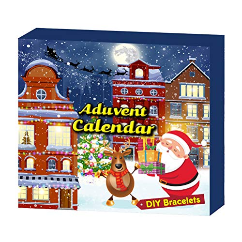 spier 2020 Calendario de Adviento Encantos Conjunto de Pulsera de Alce Diy Navidad Cuenta atrás Calendario Pulsera de Navidad Cuenta atrás Conjunto de Regalo para Niños Adultos
