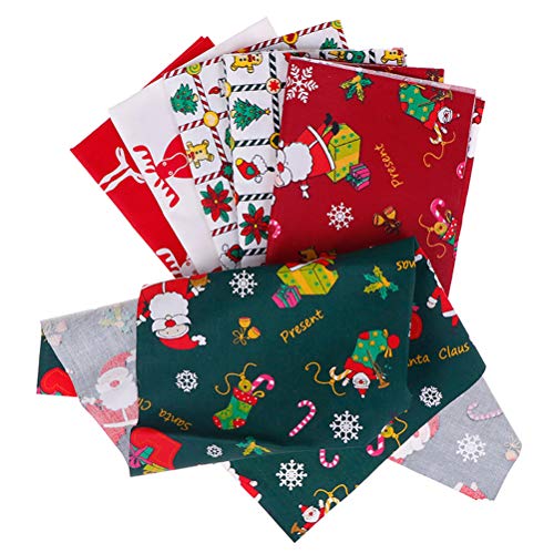 Tela de Navidad, diseño de Navidad, tela de algodón, por metros, paquete de tela, 6 unidades, tela para coser patchwork, tela de algodón, 50 x 40 cm