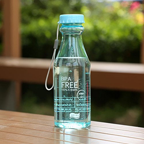 VORCOOL Botella plástica transparente a prueba de fugas libre de BPA de la botella de agua 550ml para correr deportes al aire libre (azul de cielo)
