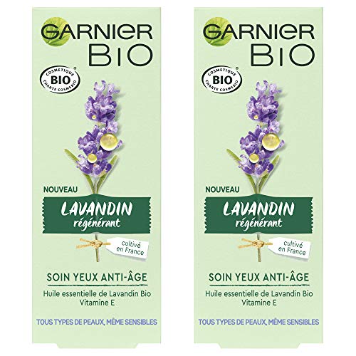 Garnier Bio Soin Yeux Anti-Âge - Cuidado de Ojos, Lavanda Regeneradora, 15 ml, paquete de 2 unidades