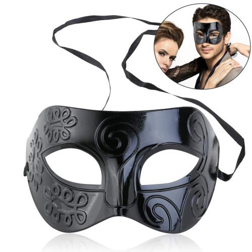 Máscara negra romana Winomo, máscara veneciana para hombres mujeres, disfraz de Halloween