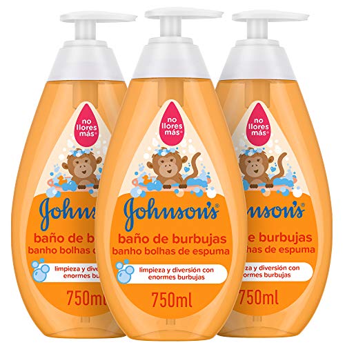 Johnson's Baby Baño de Burbujas para niños, formulado para la piel delicada de los bebés - 3 x 750ml