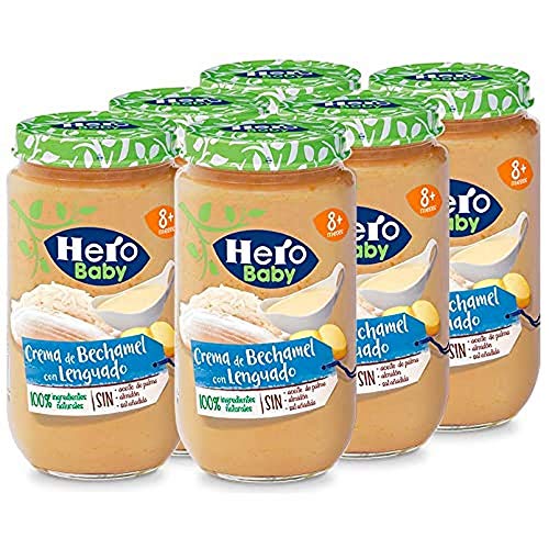 Hero Baby - Lenguado con Crema de Bechamel Tarritos de Puré para Bebés a partir de 8 meses, Pack de 6 x 235 g