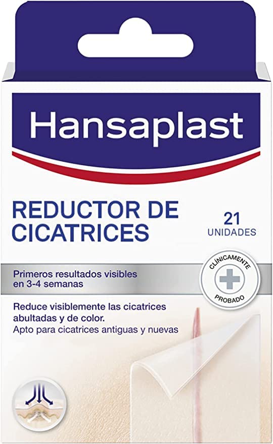 Hansaplast Reductor de cicatrices, apósito transparente, ayuda a que las cicatrices sean más planas, suaves y ligeras, apósitos adhesivos, 1 x 21 ud (3,8 cm x 6,8 cm)